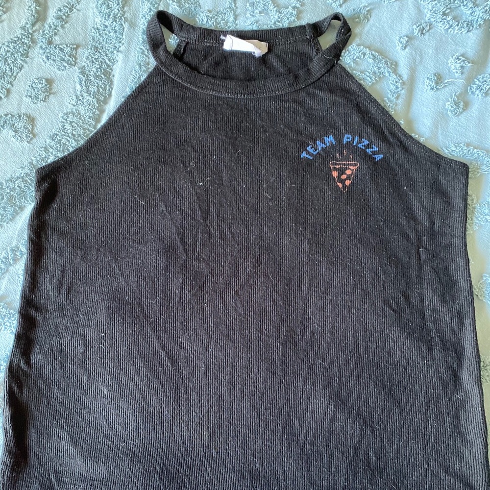 Team pizza halter neck top